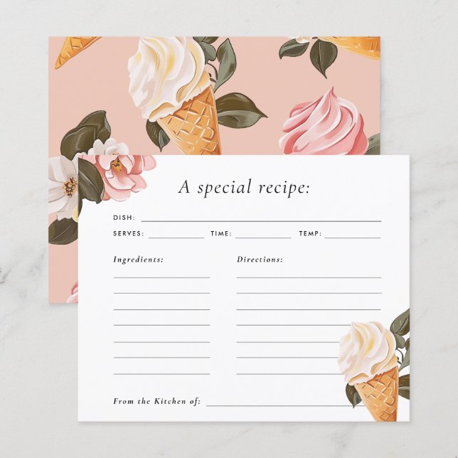 She's Been Scooped Up Bridal Shower Recipe Card (Front/Back)