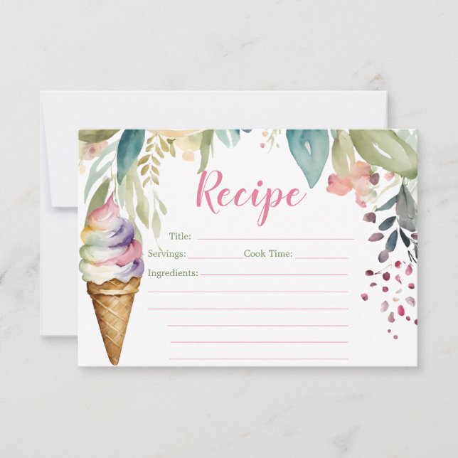 She's Been Scooped Up Bridal Shower Recipe Card (Front)