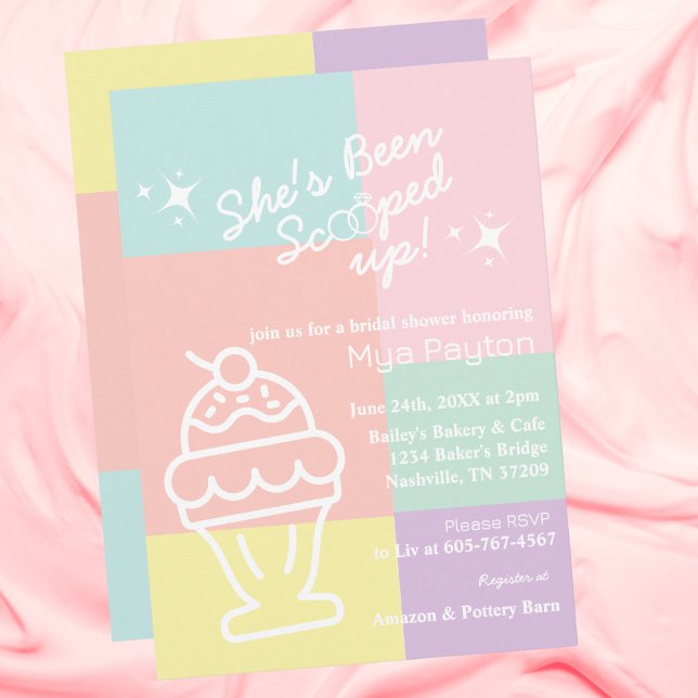 She's Been Scooped Up! Bridal Shower Retro  Invitation (She's Been Scooped Up! Bridal Shower Retro Invitation)
