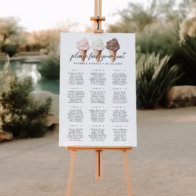 She's Been Scooped Up Bridal Shower Seating Chart Foam Board (Creator Uploaded)
