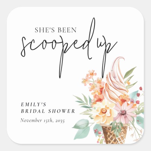 Shes Been Scooped Up Bridal Shower Square Sticker