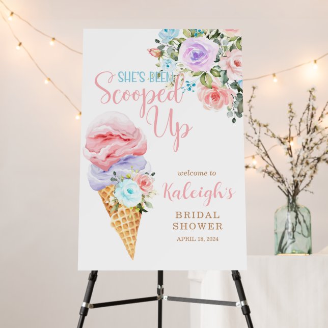 She's Been Scooped Up Bridal Shower Welcome Sign (In Situ (Stand))