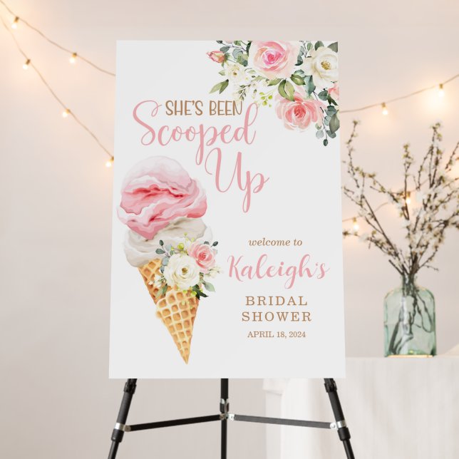 She's Been Scooped Up Bridal Shower Welcome Sign (In Situ (Stand))