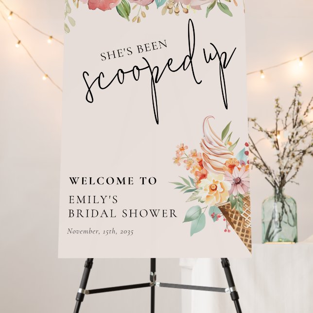 She's Been Scooped Up Bridal Shower Welcome Sign (In Situ (Stand))