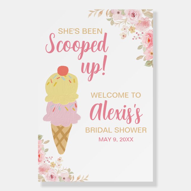 She's Been Scooped Up Bridal Shower Welcome Sign (Front)