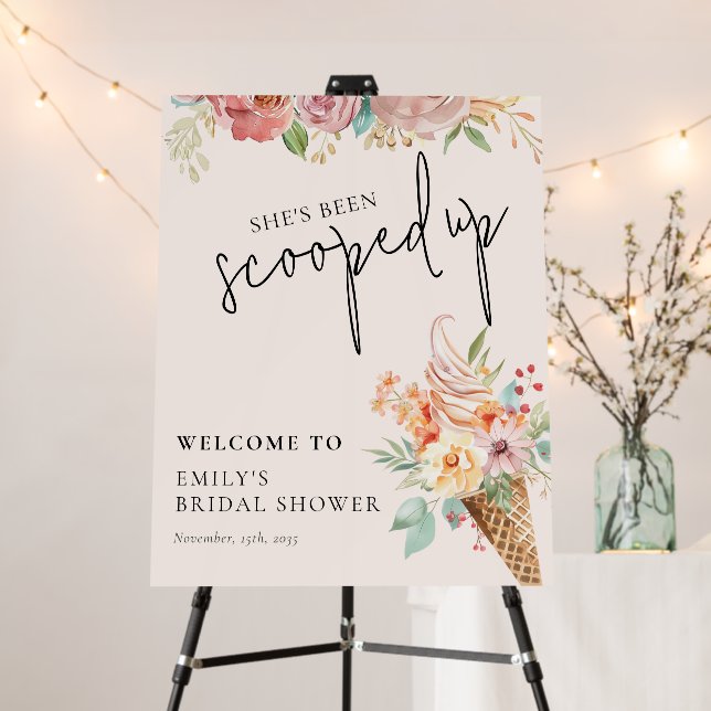 She's Been Scooped Up Bridal Shower Welcome Sign (In Situ (Stand))