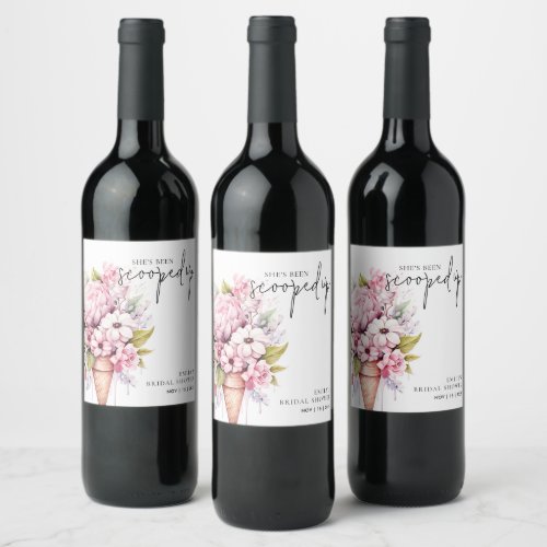 Shes Been Scooped Up Bridal Shower Wine Label