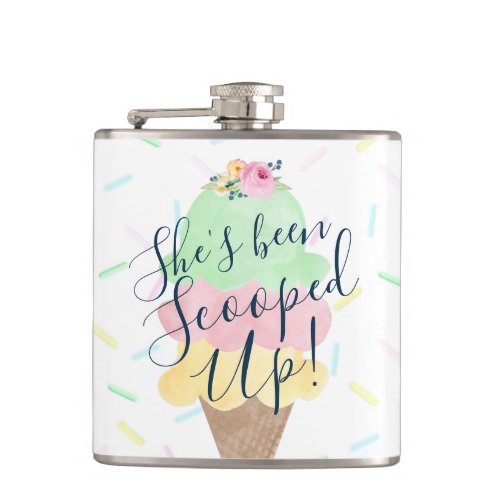 Shes Been Scooped Up Bridal Vinyl Wrapped Flask