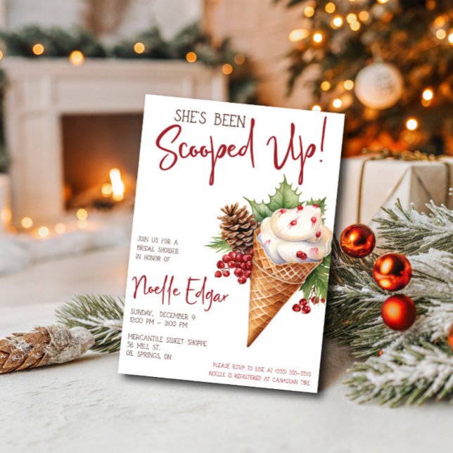 She's Been Scooped Up!  Christmas Ice Cream Shower Invitation (Creator Uploaded)
