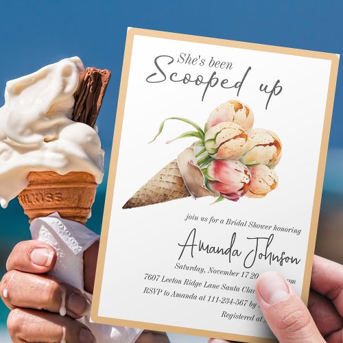 Shes Been Scooped Up Floral Bridal Shower Invitation