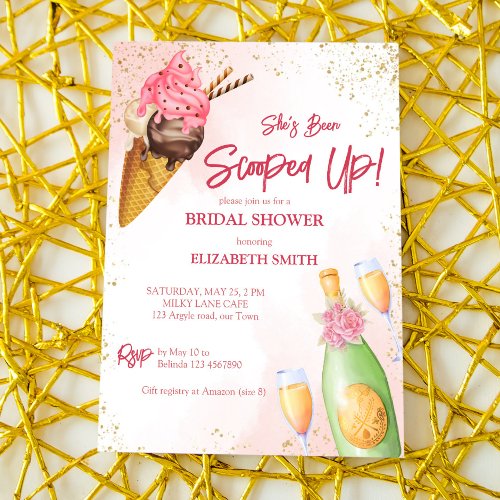 Shes been scooped up ice cream bridal brunch invitation