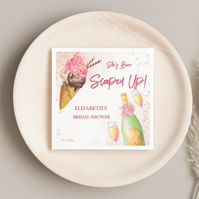 She's been scooped up ice cream bridal brunch napkins (She's been scooped up ice cream bridal brunch template napkins personalized bridal shower tableware)