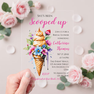 She's Been Scooped Up Ice Cream Bridal Shower  Acrylic Invitations