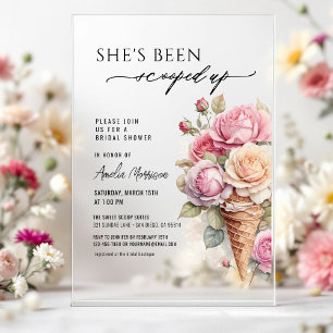 She's Been Scooped Up Ice Cream Bridal Shower Acrylic Invitations