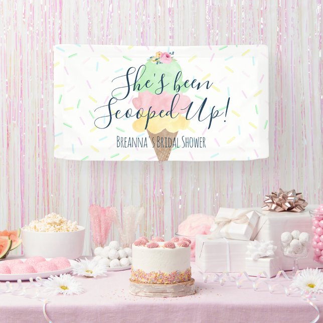 She's Been Scooped Up Ice Cream Bridal Shower Banner (She's Been Scooped Up Ice Cream Bridal Shower Hanging Vinyl Banner)