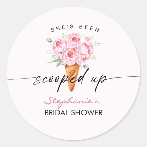 Shes Been Scooped Up Ice Cream Bridal Shower Classic Round Sticker