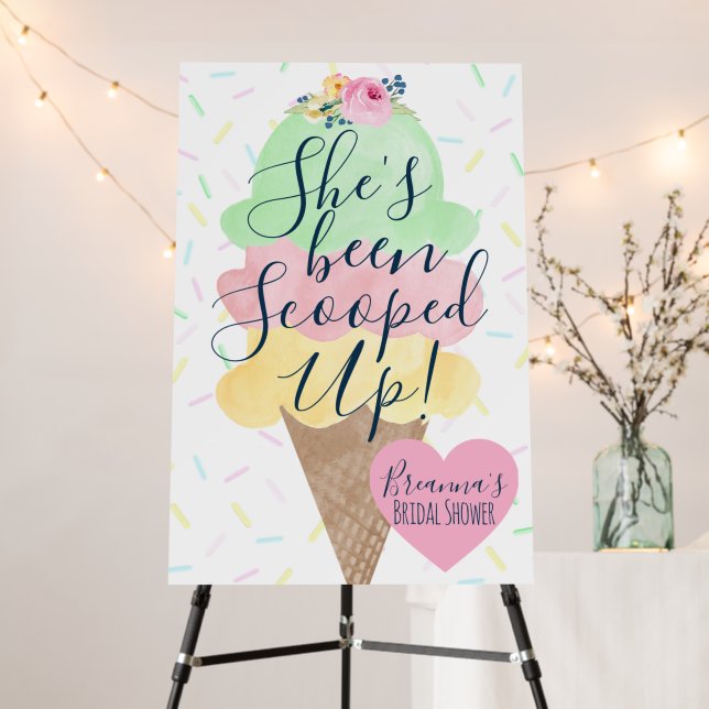 She's Been Scooped Up Ice Cream Bridal Shower Foam Board (In Situ (Stand))