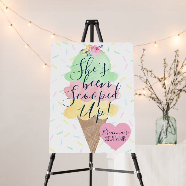 She's Been Scooped Up Ice Cream Bridal Shower Foam Board (In Situ (Stand))