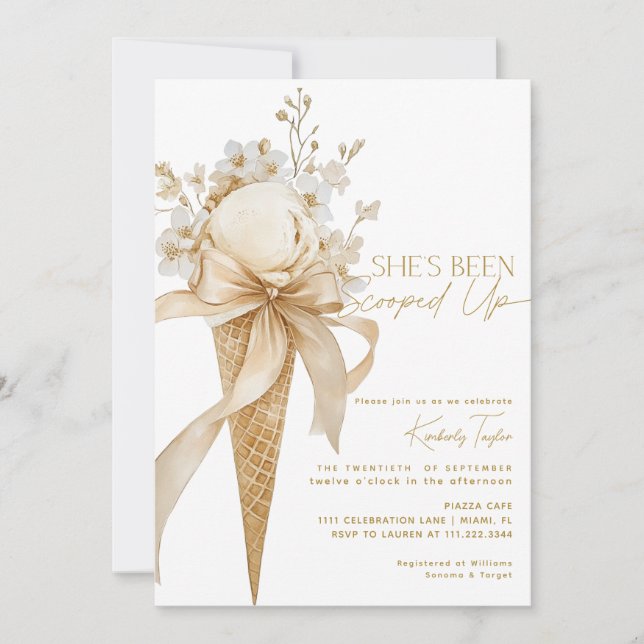 She's Been Scooped Up Ice Cream Bridal Shower Invitation (Front)