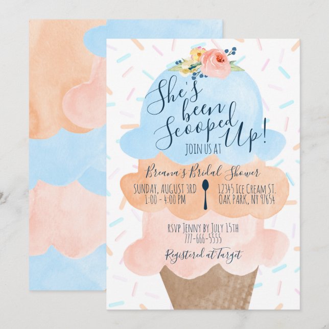 She's Been Scooped Up Ice Cream Bridal Shower Invitation (Front/Back)
