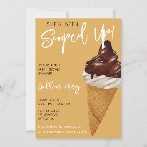 Shes Been Scooped Up Ice Cream Bridal Shower Invitation