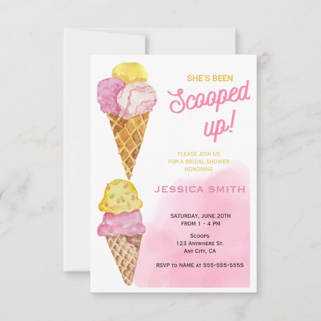 She's Been Scooped Up Ice Cream Bridal Shower Invitation (Front)