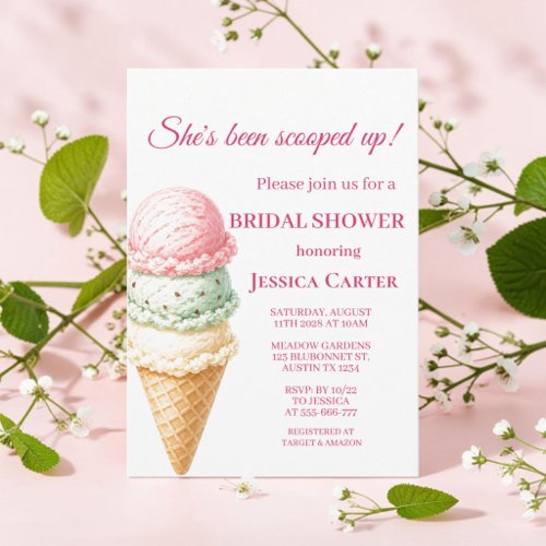 She's been scooped up Ice Cream Bridal Shower Invitation