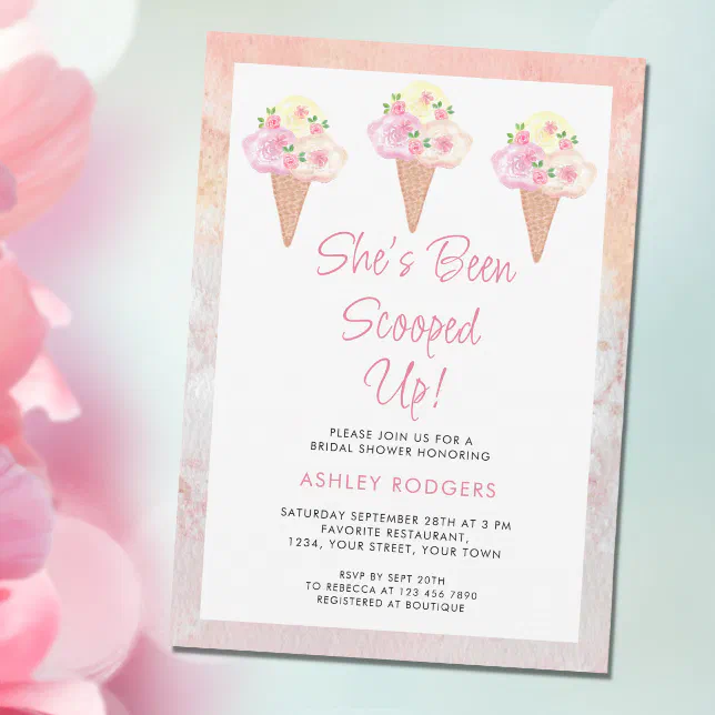 She's Been Scooped Up Ice Cream Bridal Shower Invitation | Zazzle