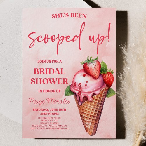 Shes Been Scooped Up Ice Cream Bridal Shower Invitation