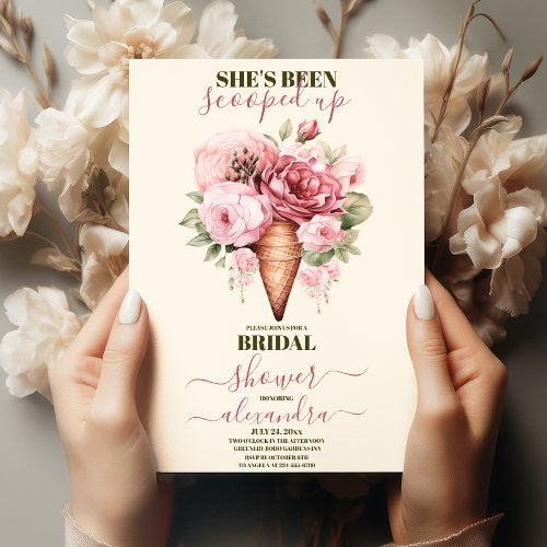 Shes been Scooped Up Ice Cream Bridal Shower  Invitation