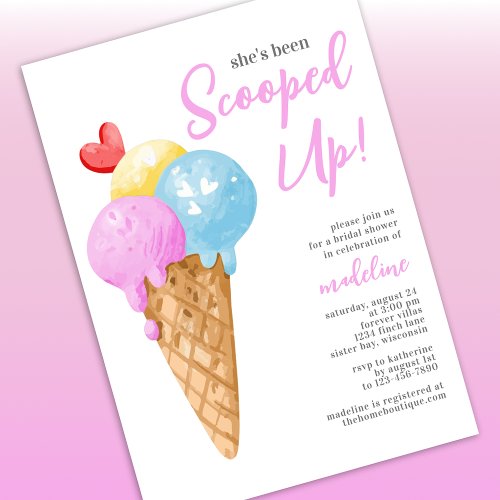 Shes Been Scooped Up Ice Cream Bridal Shower Invitation