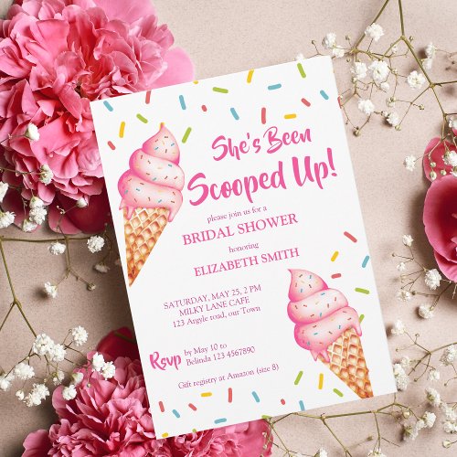 Shes been scooped up ice cream bridal shower invitation