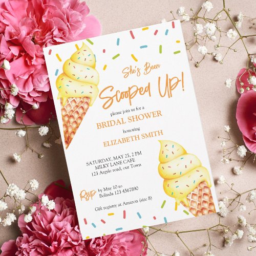 Shes been scooped up ice cream bridal shower invitation