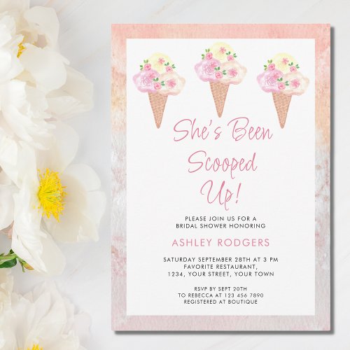 Shes Been Scooped Up Ice Cream Bridal Shower  Invitation