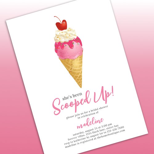 Shes Been Scooped Up Ice Cream Bridal Shower Invitation
