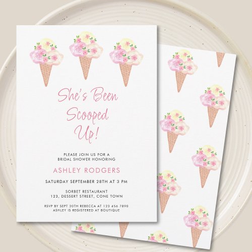 Shes Been Scooped Up Ice Cream Bridal Shower  Invitation