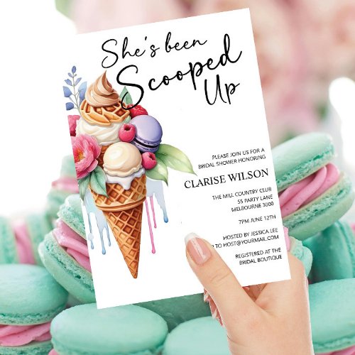 Shes Been Scooped Up Ice Cream Bridal Shower Invitation