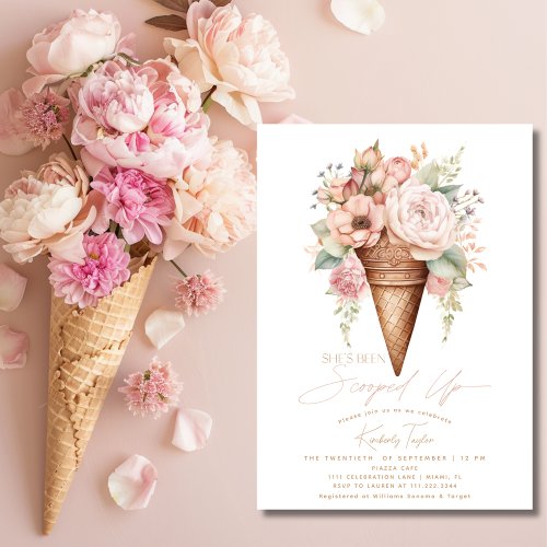 Shes Been Scooped Up Ice Cream Bridal Shower Invitation