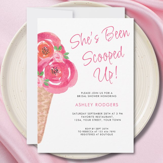 She's Been Scooped Up Ice Cream Bridal Shower Invitation (Creator Uploaded)