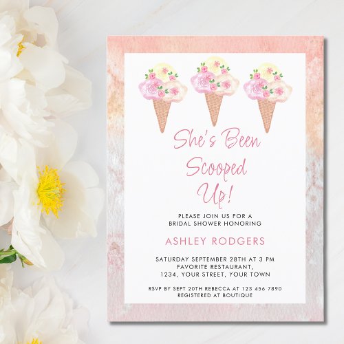 Shes Been Scooped Up Ice Cream Bridal Shower  Invitation Postcard