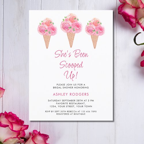 Shes Been Scooped Up Ice Cream Bridal Shower Invitation Postcard