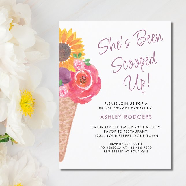 She's Been Scooped Up Ice Cream Bridal Shower  Invitation Postcard (Creator Uploaded)