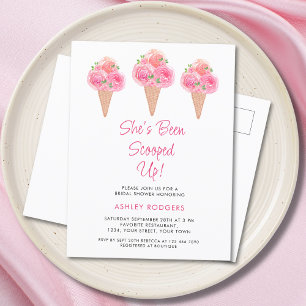 She's Been Scooped Up Ice Cream Bridal Shower Invitation Postcard