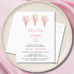 She's Been Scooped Up Ice Cream Bridal Shower Invitation Postcard