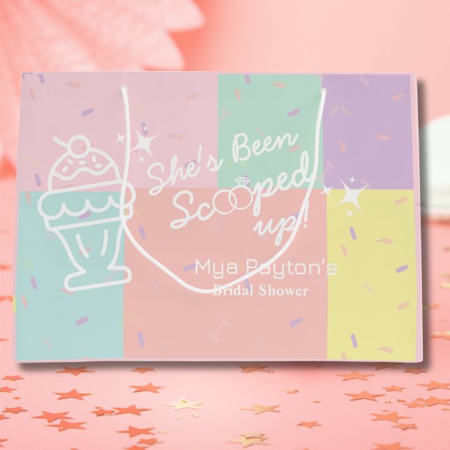 She's Been Scooped Up! Ice Cream Bridal Shower Large Gift Bag (She's Been Scooped Up! Ice Cream Bridal Shower Large Gift Bag)