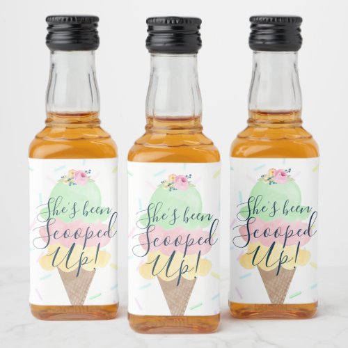 Shes Been Scooped Up Ice Cream Bridal Shower Liquor Bottle Label