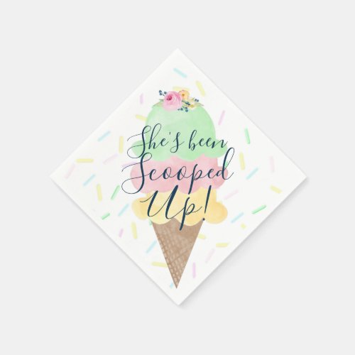 Shes Been Scooped Up Ice Cream Bridal Shower Napkins