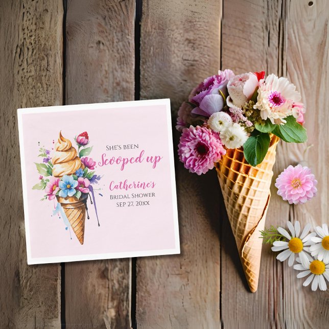She's Been Scooped Up Ice Cream Bridal Shower  Napkins (Creator Uploaded)