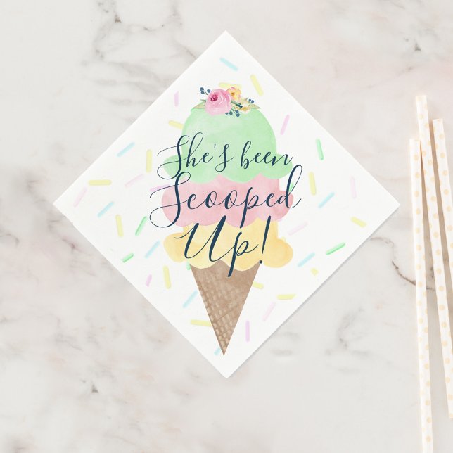 She's Been Scooped Up Ice Cream Bridal Shower Napkins (Sprinkle She's Been Scooped Up Ice Cream Bridal Shower Napkins)