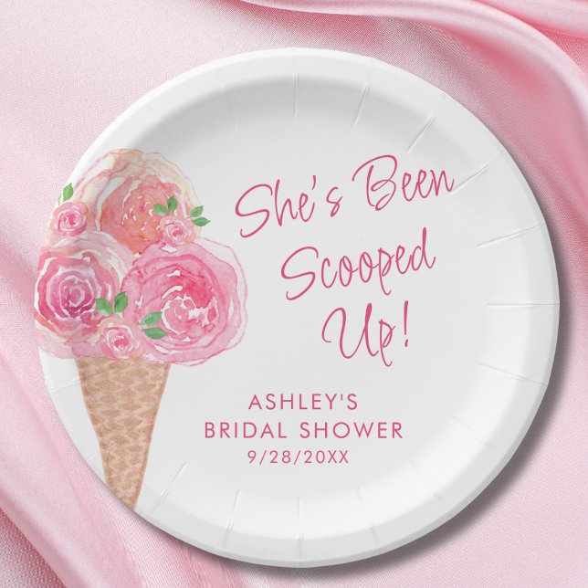 She's Been Scooped Up Ice Cream Bridal Shower Paper Plates (Creator Uploaded)
